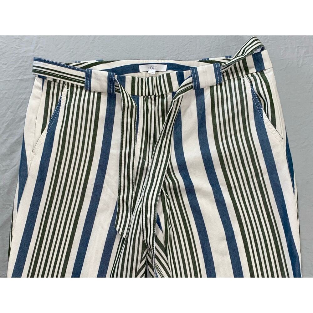 Ann Taylor Loft Belted Paperbag Pants. Striped Ivory, Women's 12T Tall. NWT!! - Picture 5 of 9